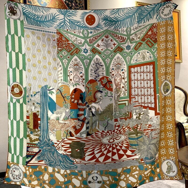 Luxury 70% Cashmere 30% Silk Scarf Unisex Man Women Fashion Double-sided Aztec Human Animal Shawl Stole Kerchief 135*135cm