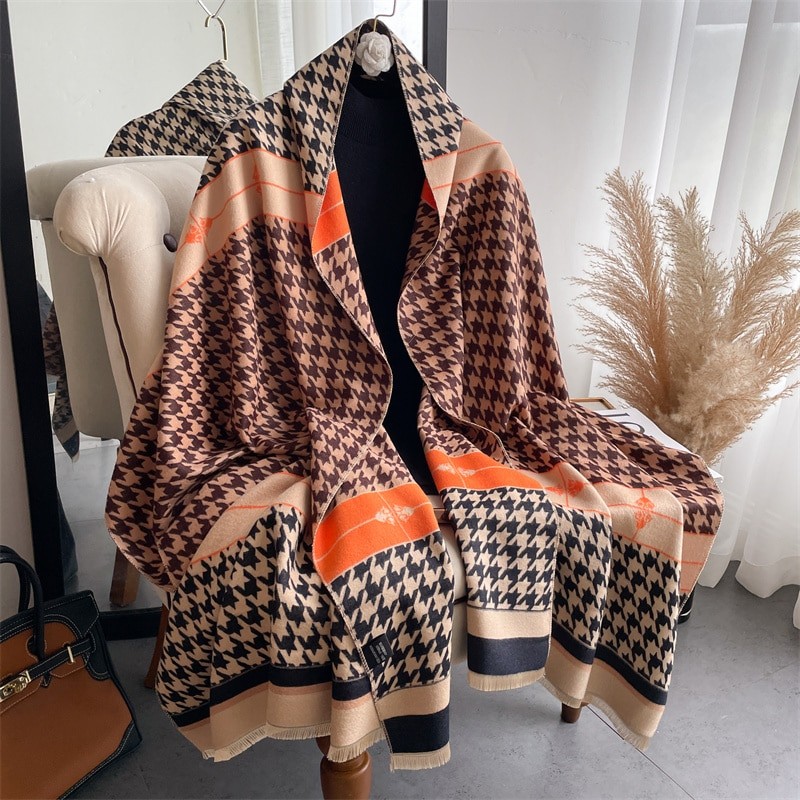 Warm Cashmer Poncho Women Scarf Luxury Horse Print Pashmina Winter Shawl Warps Bufanda Elegant Thick Casual Blanket Echarpe 2022