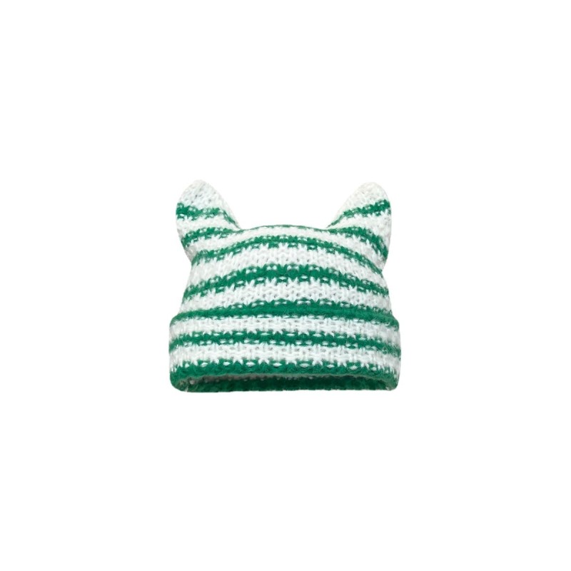 New Japanese Beanie Hat Ins Little Devil Striped Knitted Wool Cap Autumn and Winter Cute Cat Ears Pointed Pullover Women's Hats