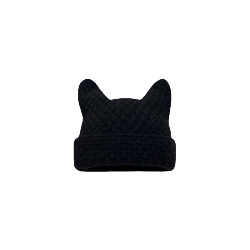 New Japanese Beanie Hat Ins Little Devil Striped Knitted Wool Cap Autumn and Winter Cute Cat Ears Pointed Pullover Women's Hats