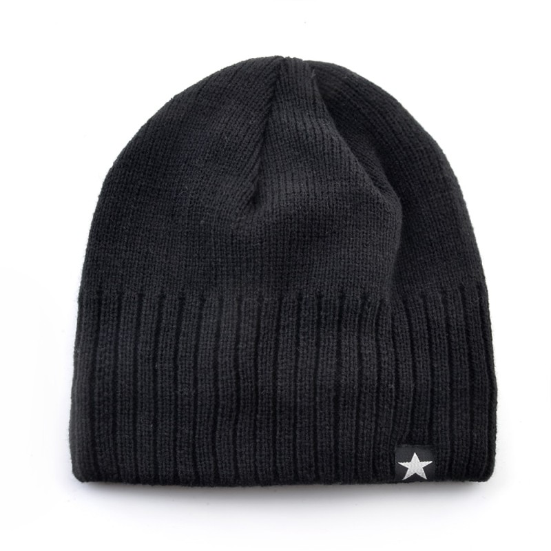 Men's Skullies Beanies Knitted Wool Hats Men Winter Knitting Thick Beanie Hat Double Layer Solid Color Velvet Warm Bonnet Cap