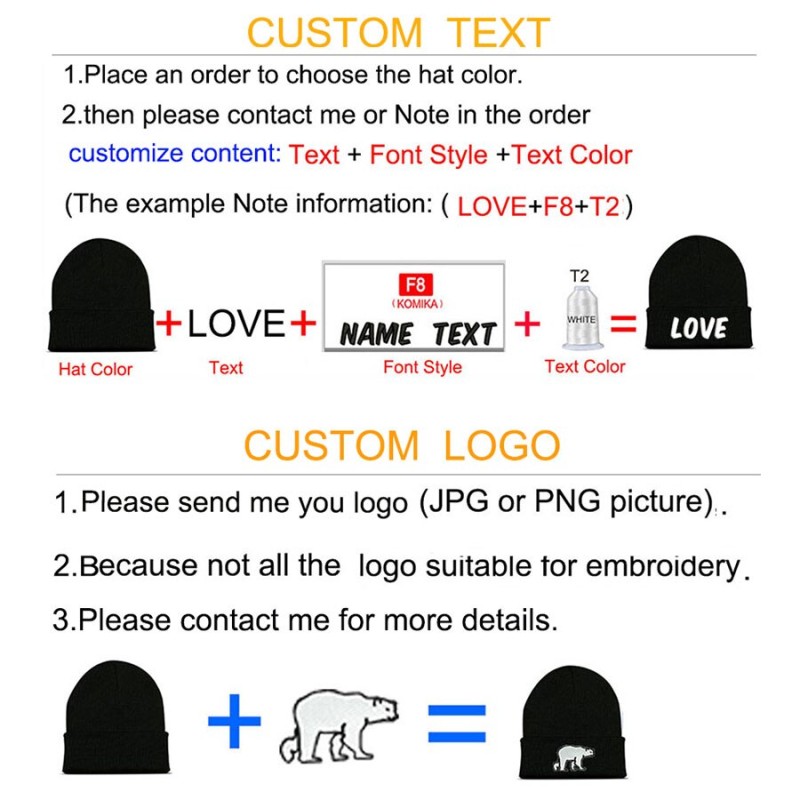 Embroidered Custom Logo Text Name Beanie Women Men Winter Warmer High Quality Knitted Hat Teenager Personalized Cap Dropshipping