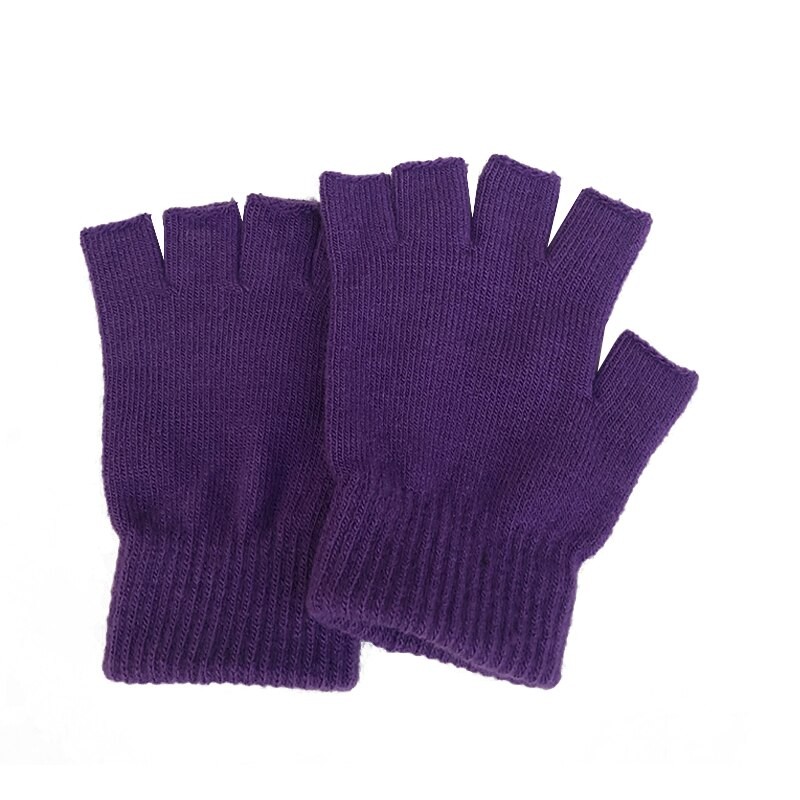 1 Pair Half Finger Gloves Women Men Fingerless Gloves Winter Warm Solid Color Knitted Half-finger Woolen Outdoor Mittens 2023