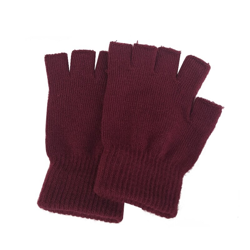 1 Pair Half Finger Gloves Women Men Fingerless Gloves Winter Warm Solid Color Knitted Half-finger Woolen Outdoor Mittens 2023