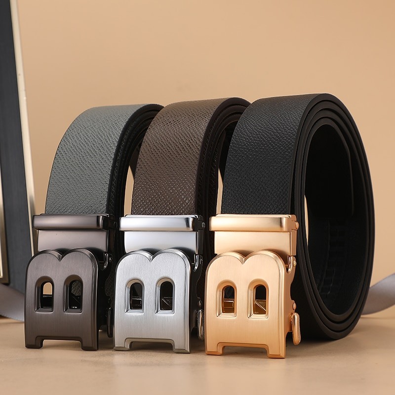 Genuine leather Belt Men Luxury Brand Designer fashion Top Quality Width 3.4cm Belts for Men Strap Male Metal Automatic Buckle