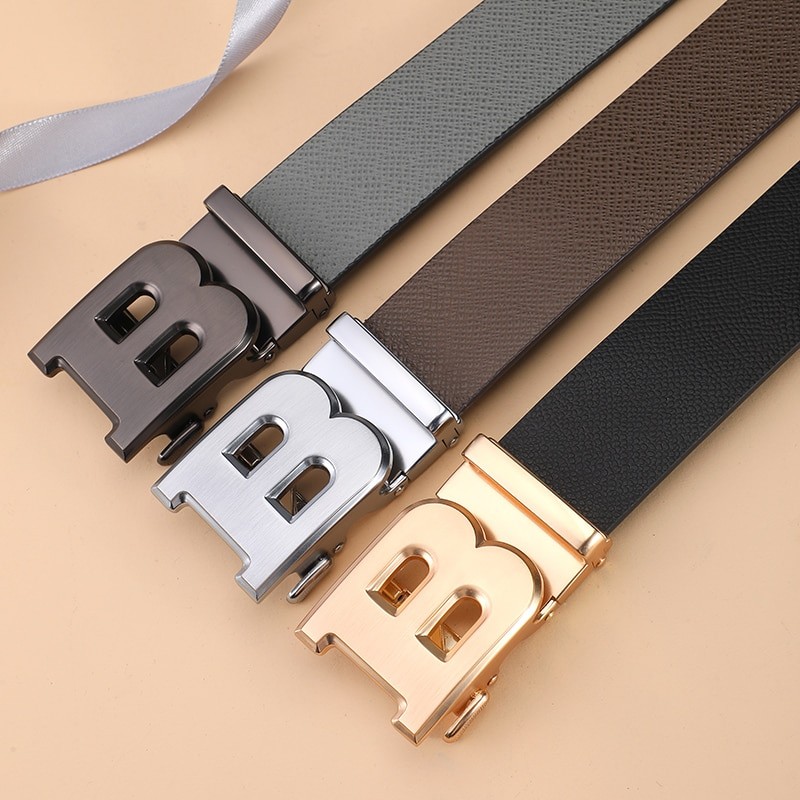Genuine leather Belt Men Luxury Brand Designer fashion Top Quality Width 3.4cm Belts for Men Strap Male Metal Automatic Buckle