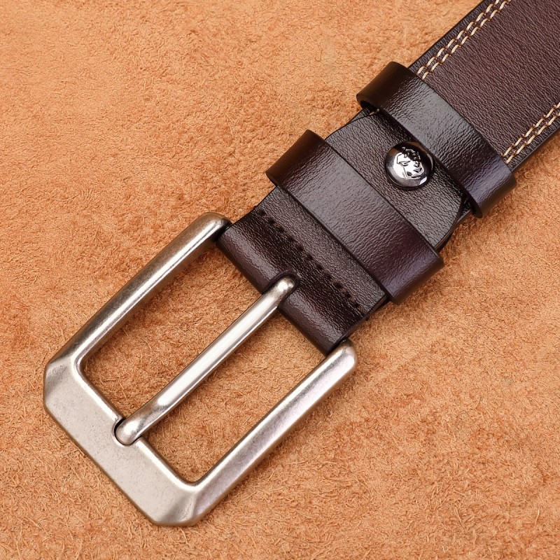BISON DENIM Fashion Classic Genuine Leather Men Belt Alloy Pin Buckle Cow Leather Luxury Strap Belt for Men High Quality W71588