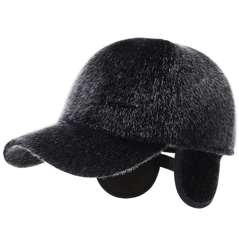 Middle-aged and elderly mink fur thickened baseball cap men's hat winter warmth old man father ear protection winter cap