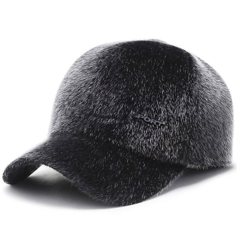 Middle-aged and elderly mink fur thickened baseball cap men's hat winter warmth old man father ear protection winter cap