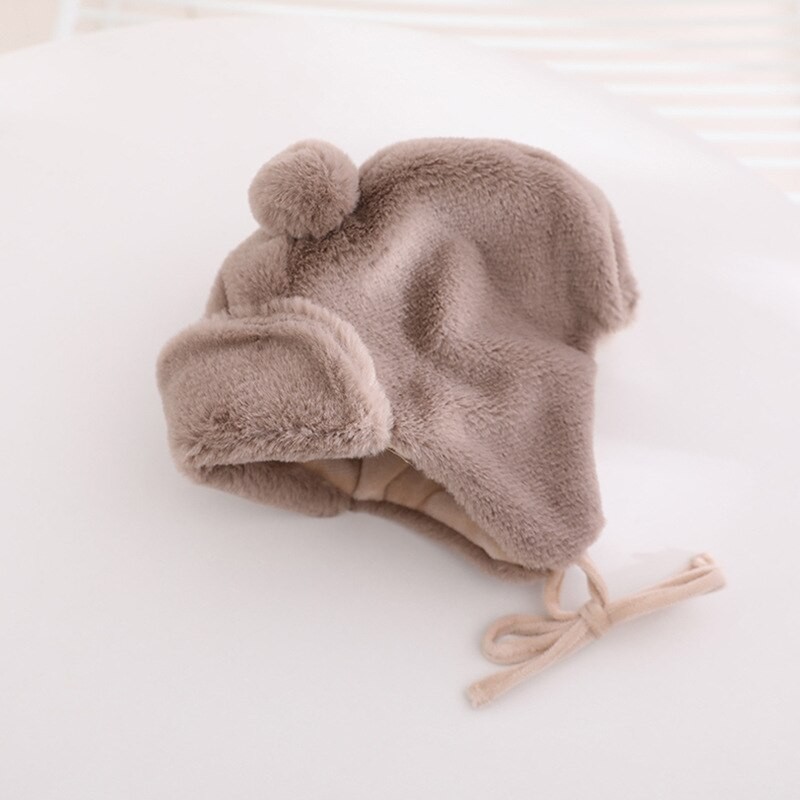Soft Warm Baby Lambswool Hats For Toddler Children Cute Bear Ears Kids Boys Girls Autumn Winter Adjustable Caps