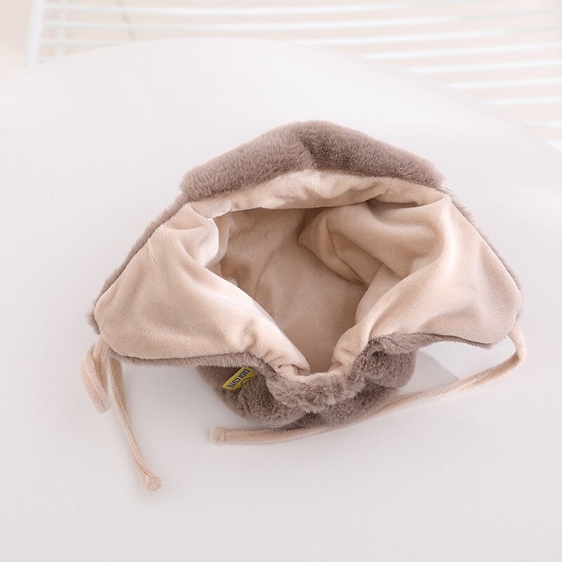 Soft Warm Baby Lambswool Hats For Toddler Children Cute Bear Ears Kids Boys Girls Autumn Winter Adjustable Caps