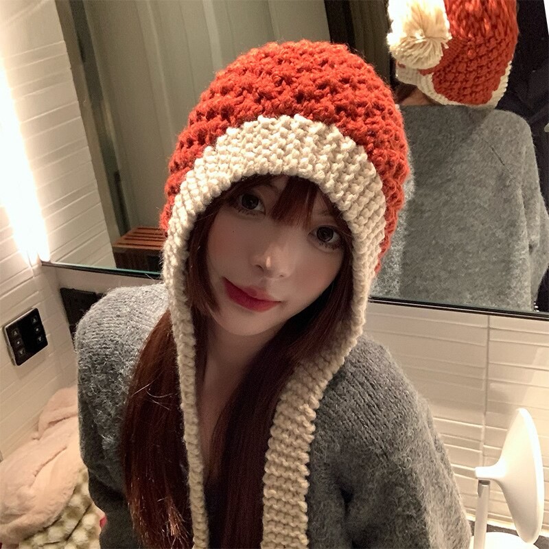 Diyalo Winter Warm Knitted Hat Windproof Thicken Bomber Hat Earmuffs Ear-flapped Cap Ear Protection Y2K Beanie Women Handmade