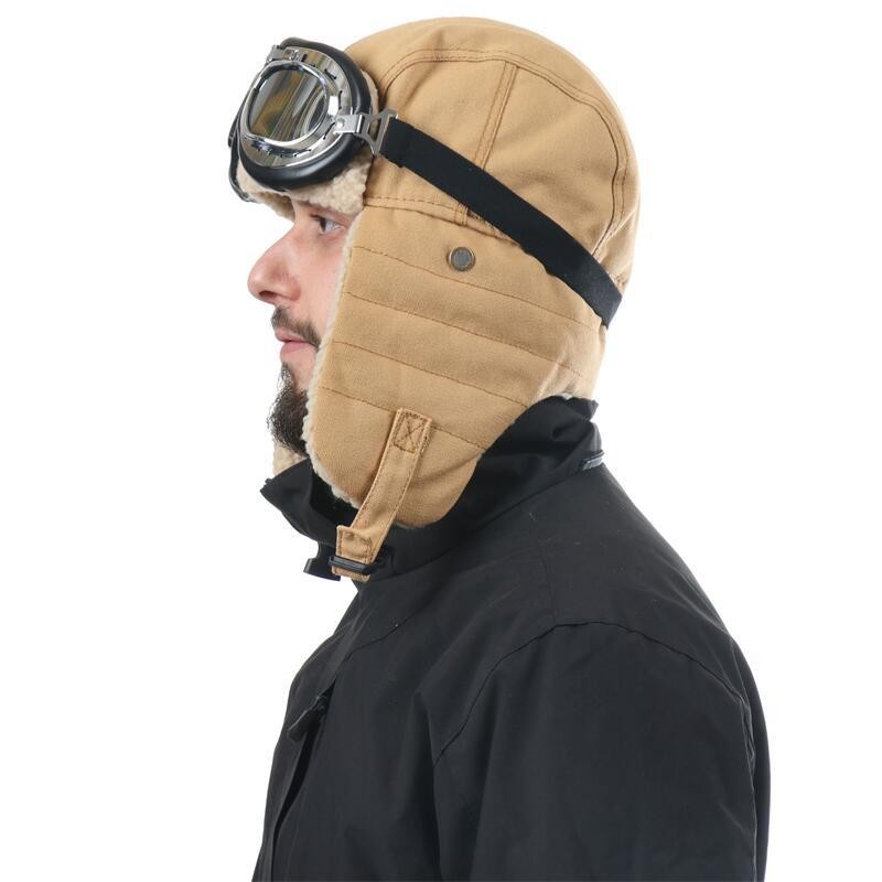 CAMOLAND Winter Thermal Bomber Hats For Men Faux Fur Chapka Hat Russia Outdoor Windproof Goggles Earflap Cap Chapka Fur Hat