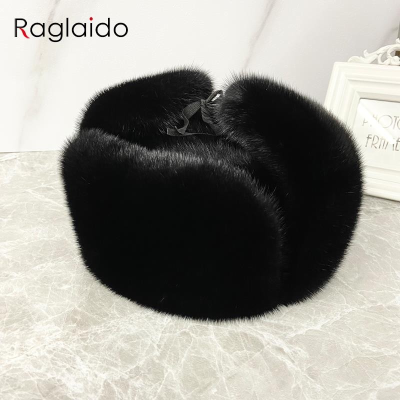 Ushanka Hat Man Luxury Winter Hat Full Pelt Real Mink Fur Bomber Cold Cap High Quality  Russian Military Style Trapper Hat
