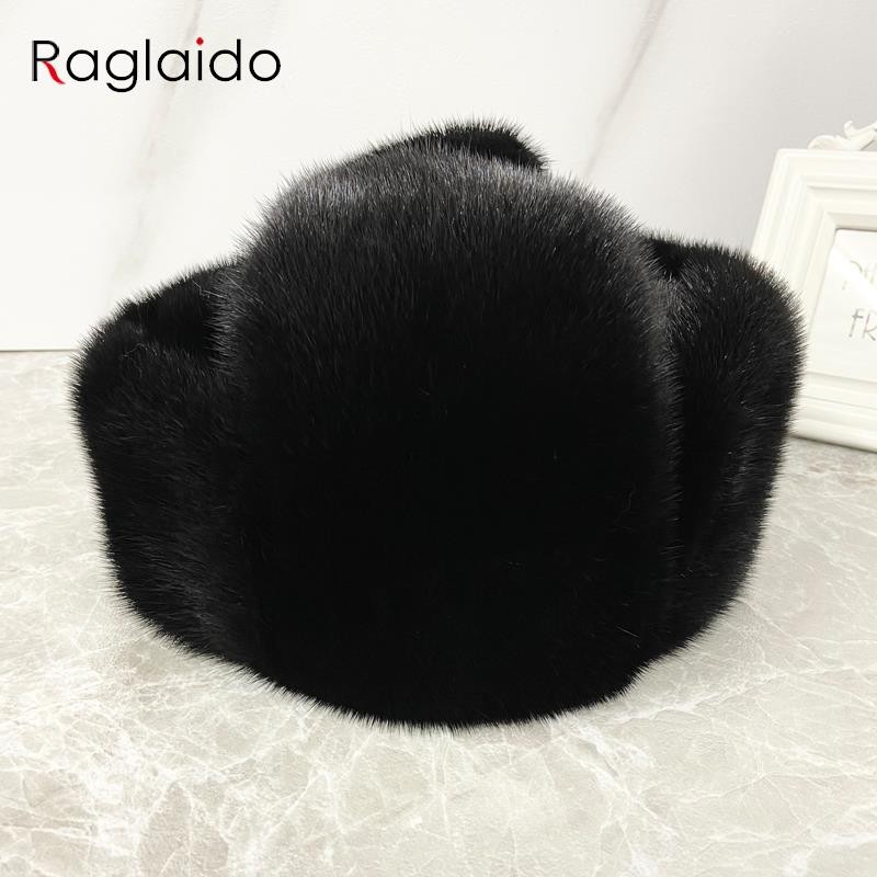 Ushanka Hat Man Luxury Winter Hat Full Pelt Real Mink Fur Bomber Cold Cap High Quality  Russian Military Style Trapper Hat