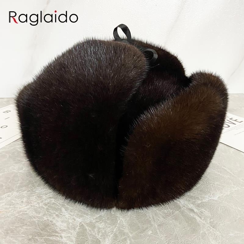 Ushanka Hat Man Luxury Winter Hat Full Pelt Real Mink Fur Bomber Cold Cap High Quality  Russian Military Style Trapper Hat