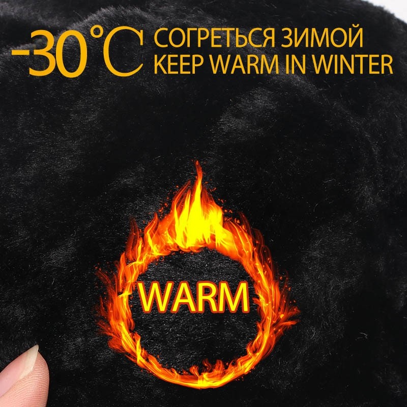 Thicken Warm Winter Hat Men Women Russian Army Ushanka Earflap Bomber Hats 2022 Embroidery Red Star Faxu Fur Snow Cap Earflaps