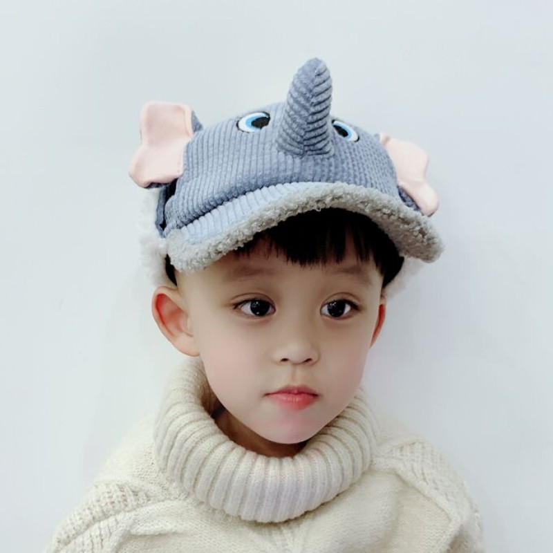 XUANMAO003 Child winter Fluffy thick warm Fur Plush cap Bomber Hat Kids Boy Animal Elephant Earflap Headwear Ski gorros