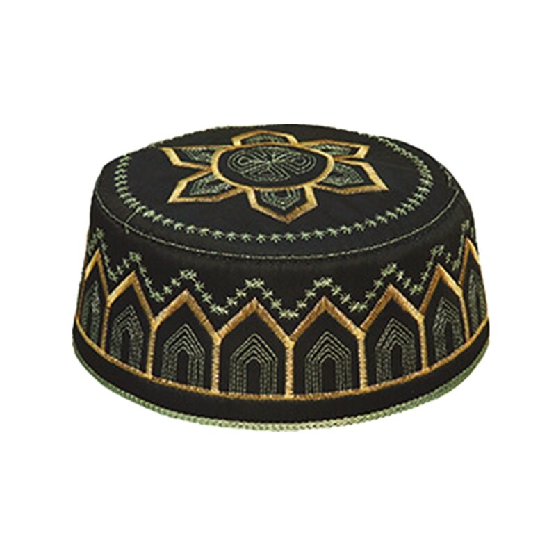 Saudi Arabia Islamic Headwear Embroidery Hat Muslim Men Abaya Prayer Caps Headscarf Clothing Turban Round Cap Gift