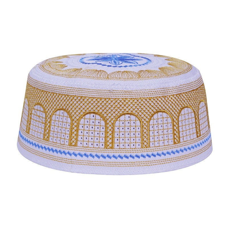 Saudi Arabia Islamic Headwear Embroidery Hat Muslim Men Abaya Prayer Caps Headscarf Clothing Turban Round Cap Gift