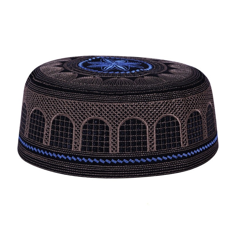 Saudi Arabia Islamic Headwear Embroidery Hat Muslim Men Abaya Prayer Caps Headscarf Clothing Turban Round Cap Gift