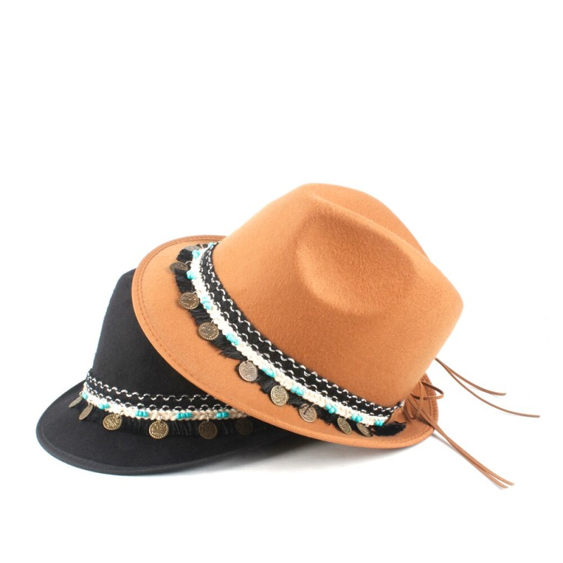 Men Women Wool Fedora Hat For Gentleman Elegant Lady Party Fasciator Hat Autumn Winter Panama Hat Size 58CM