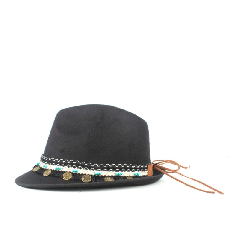 Men Women Wool Fedora Hat For Gentleman Elegant Lady Party Fasciator Hat Autumn Winter Panama Hat Size 58CM