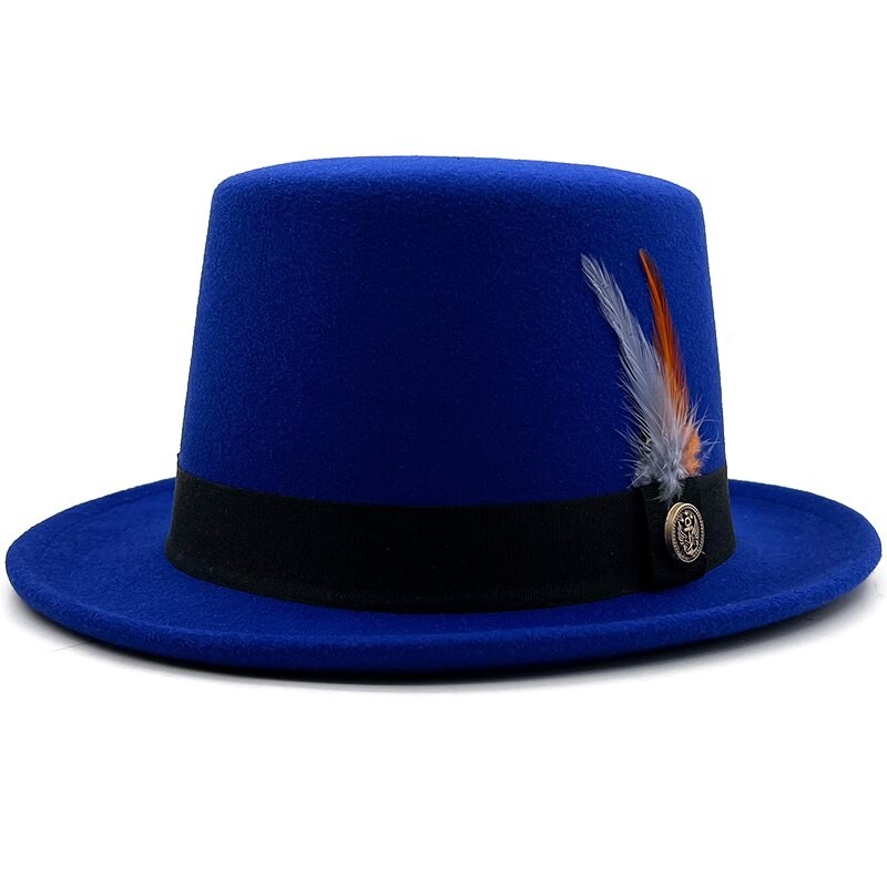 Classic 13cm(5.11inch) Wool Red White Blue Top Hat For Men Women Raditional Fedoras Hatter Magician Hat Sam Beaver Church Hat