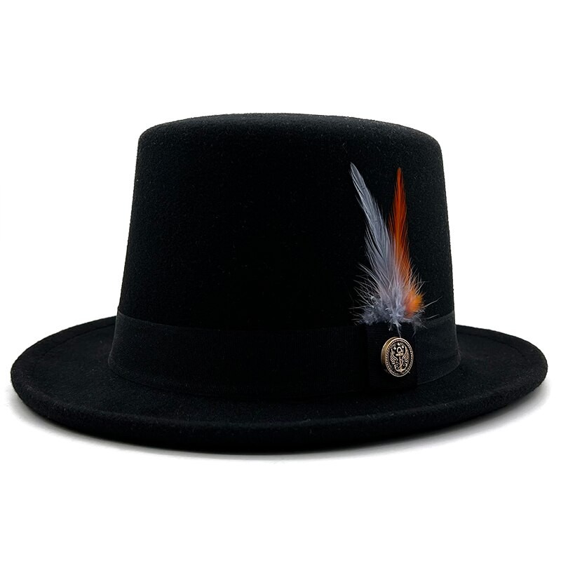 Classic 13cm(5.11inch) Wool Red White Blue Top Hat For Men Women Raditional Fedoras Hatter Magician Hat Sam Beaver Church Hat
