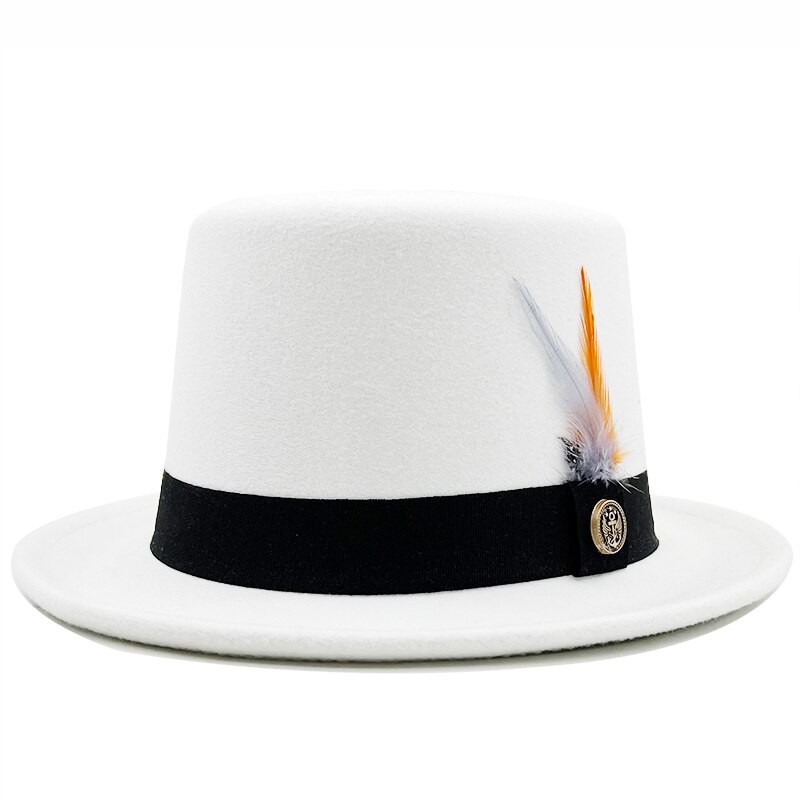 Classic 13cm(5.11inch) Wool Red White Blue Top Hat For Men Women Raditional Fedoras Hatter Magician Hat Sam Beaver Church Hat