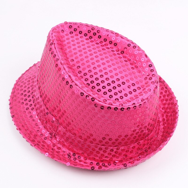 Fashion Glitter Sequins Unisex Fedora Hat Men Women Dance Jazz Performance Party Hip Hop Cap Birthday Wedding Decor