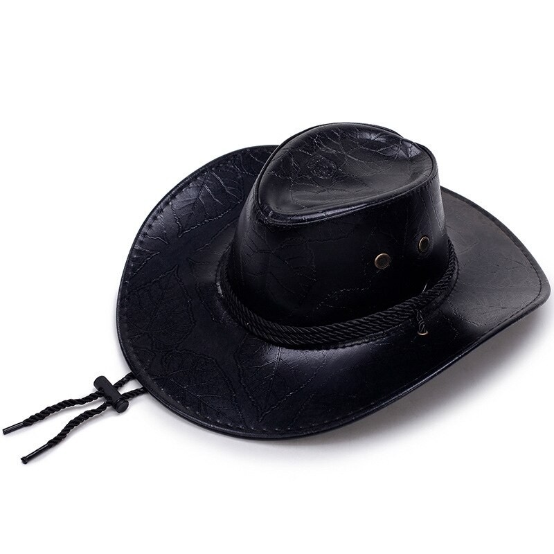 WZCX Leather Unisex Fashion New Cowboy Hat Spring Autumn Casual Wide Brim Outdoor Printing Jazz Hat Top Cap