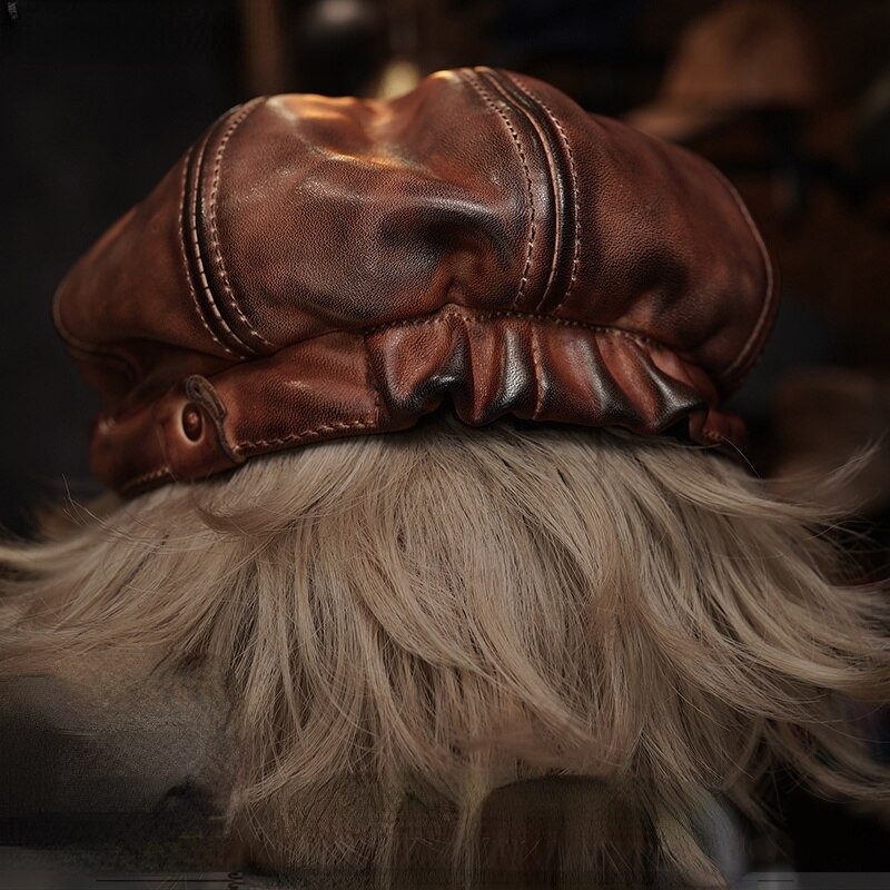 Men's Berets Leather Brown French Vintage Designer Painter's Octagonal Hat Four Seasons Unisex Cap