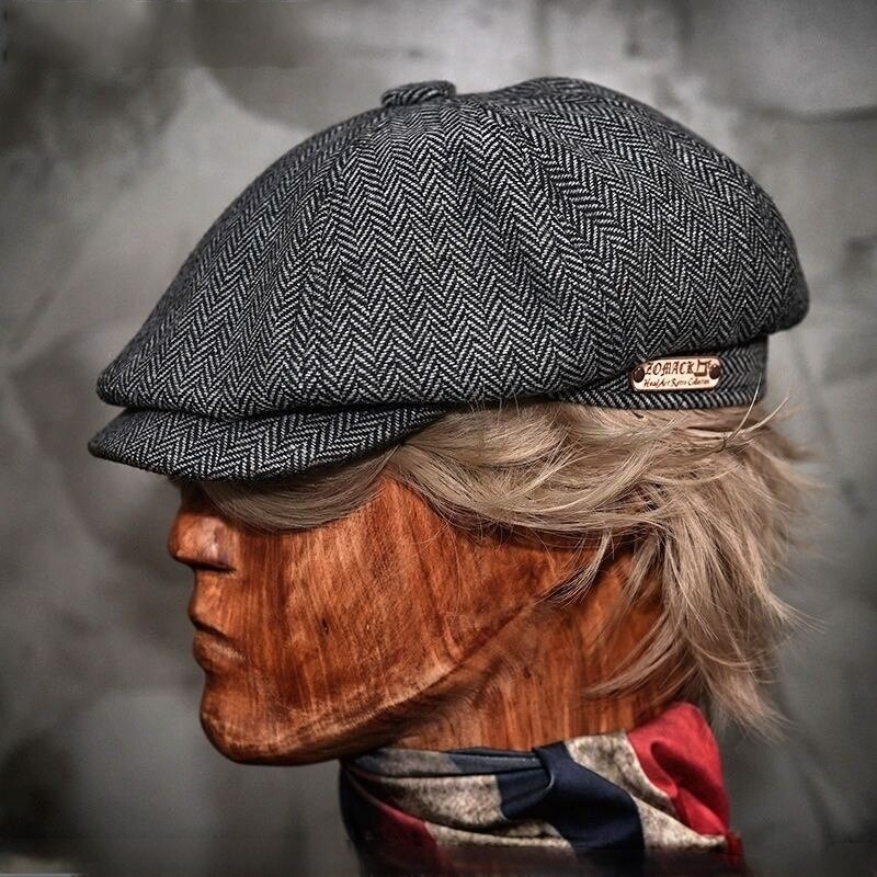 Vintage Newsboy Cap Tweed Wool Bakerboy Octagonal Hat Unisex Beret Chirstmas Gift
