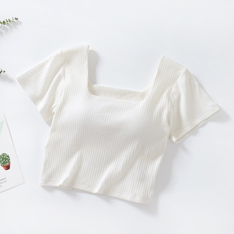 New Fashion Soft Breathable Ballet Dance Body Dance Top Short-sleeved Square-neck Dancing Dress Ballet Modern Crop Top