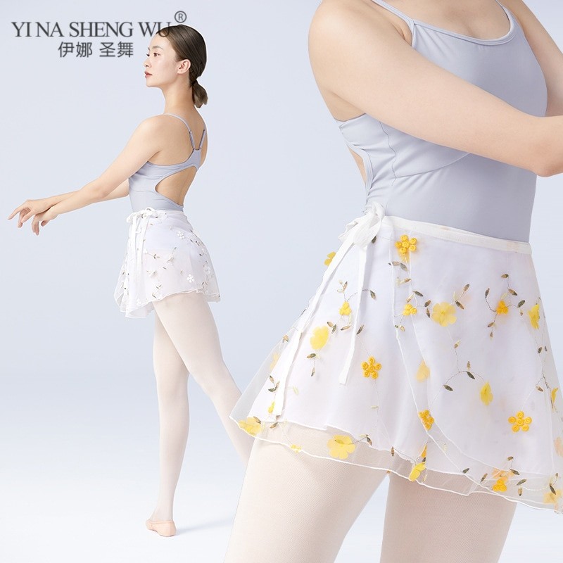 Adult Dance Tulle Skirt for Women Ballet Dance Skirt Tutu Skirt Embroidered Short Skirt Tutu Summer Dance Practice Lacing Skirt