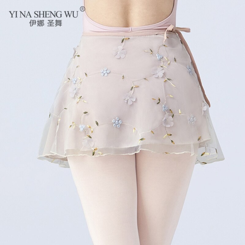 Adult Dance Tulle Skirt for Women Ballet Dance Skirt Tutu Skirt Embroidered Short Skirt Tutu Summer Dance Practice Lacing Skirt