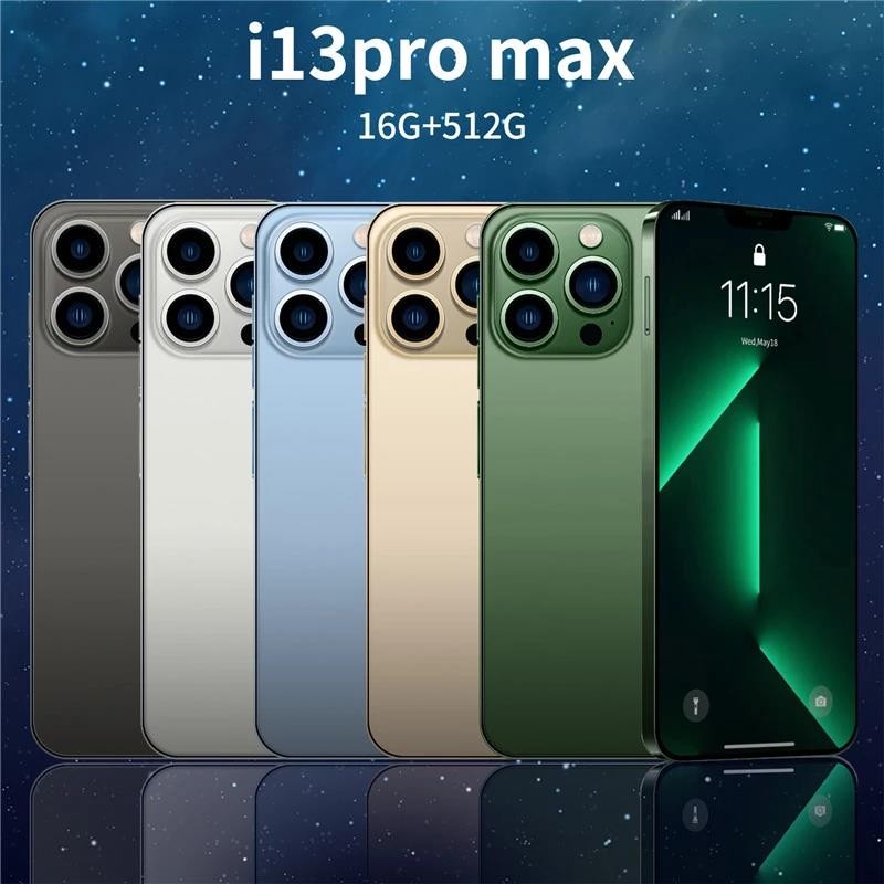 2022 New Global Version i13 Pro Max 6.7 Inch Smartphones 16GB+512G 5000mAh 5G Network Unlock Cell Phone Dual SIM Android Phone