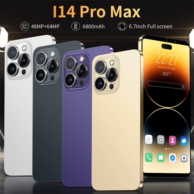 2022 Global Version i14 Pro Max 5G Smartphone 12G+512GB 6.7 inch Cellular 6800mAh Phone 5G Network 50MP Unlocked Dual SIM Phone