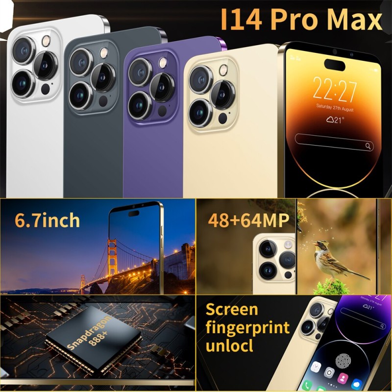 2022 Global Version i14 Pro Max 5G Smartphone 12G+512GB 6.7 inch Cellular 6800mAh Phone 5G Network 50MP Unlocked Dual SIM Phone