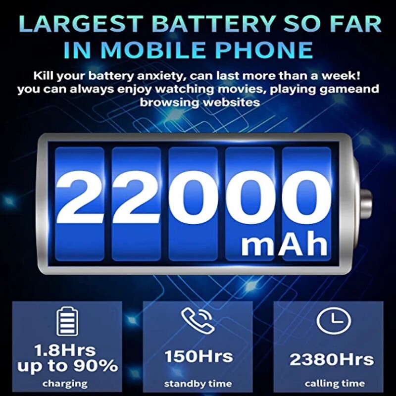 Unihertz TANK Larger Battery Rugged Smartphone Android 12 22000mAh Cellphone Night Vision 108MP G99 8GB 256GB Mobile Phone