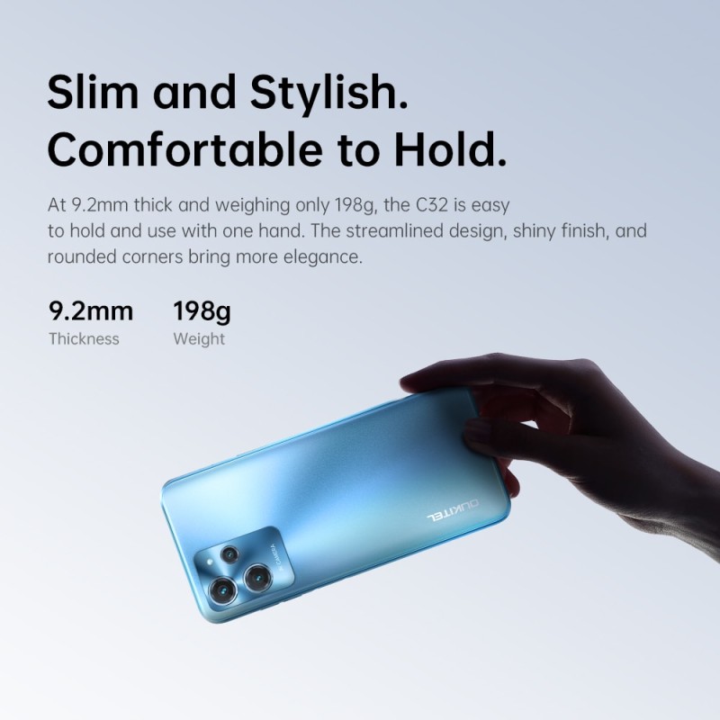 OUKITEL C32 Smartphone 8GB 128GB 20MP Camera Cellphone 5150mAh 6.517 Inch Display Octa Core Android 12 GPS Mobile Phone
