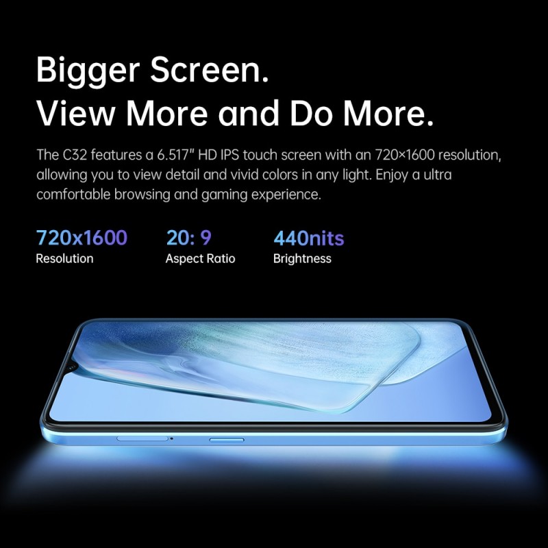 OUKITEL C32 Smartphone 8GB 128GB 20MP Camera Cellphone 5150mAh 6.517 Inch Display Octa Core Android 12 GPS Mobile Phone