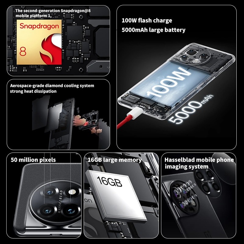 Oneplus 11 12GB 256GB Snapdragon 8 Gen 2 Mobile Phone 6.7'' 120Hz 2K OLED Screen 50MP Triple Camera Smartphone 5000mAh Battery