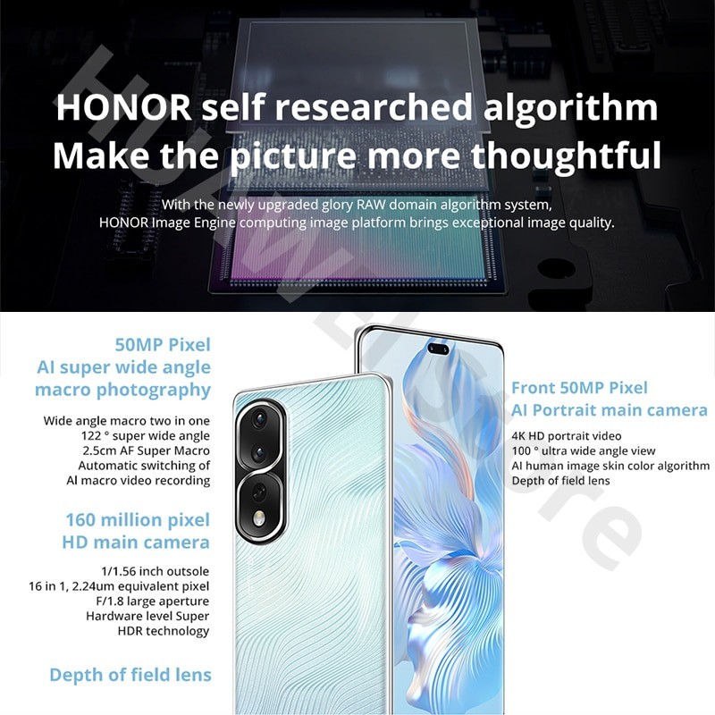 HONOR 80 Pro 5G SmartPhone 6.67 inch OLED Curved Screen Snapdragon 8+ Octa Core 106MP Triple Cameras 66W SuperCharge NFC