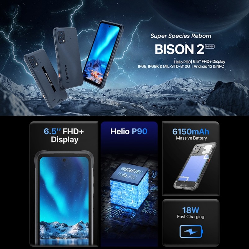 UMIDIGI BISON 2 Pro 8GB 256GB 2 6GB 128GB 6.5" Global 4G Version 6150mAh Android 12 Helio P90 Octa Core OTG NFC Mobile Phone