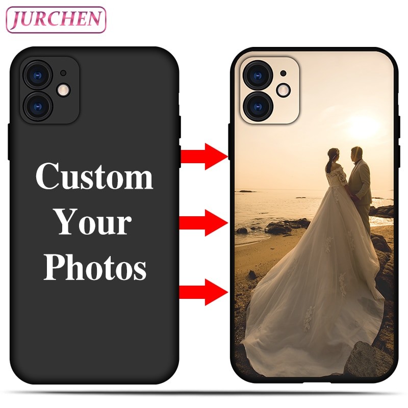 JURCHEN Custom Phone Case For Apple iPhone 14 13 12 Mini 11 Pro SE 2020 8 7 6 5 6S Plus X XR XS Max Customized Photo Name Cover