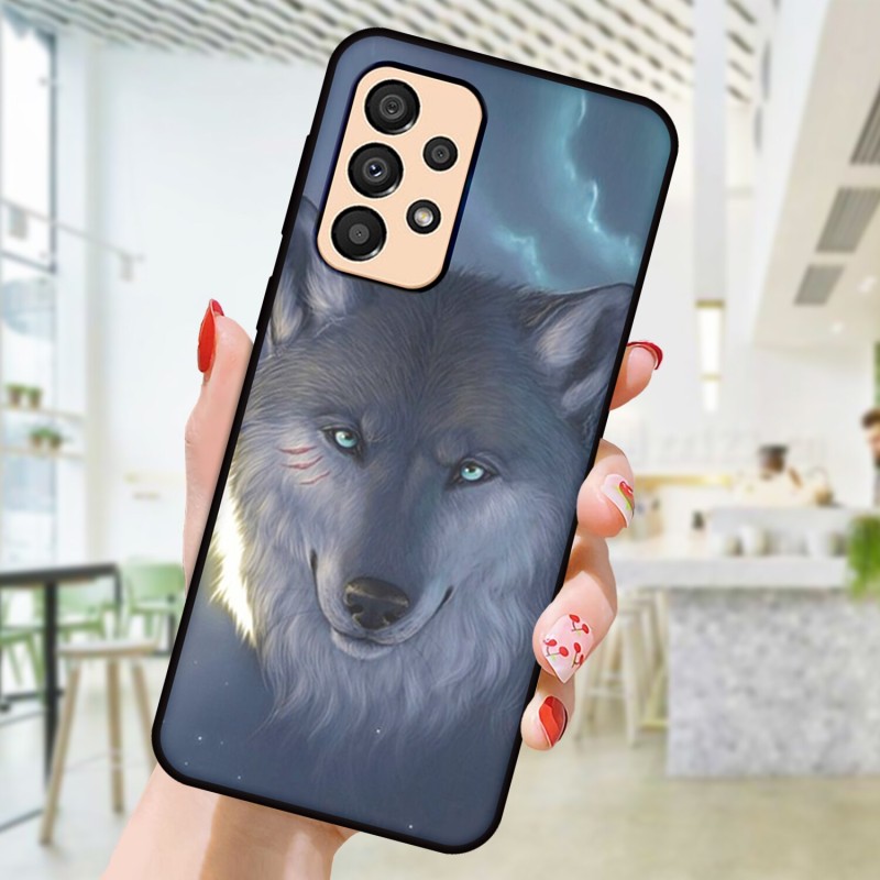 JURCHEN Silicone Phone Case For Samsung Galaxy A33 Cute Cartoon Cat Dog Wolf Printing Cover For Samsung A33 5G SM-A336M SM-A336E
