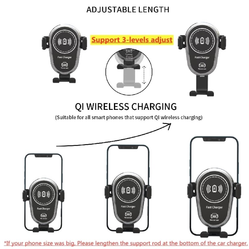 15W Qi Wireless Fast Charger Car Mount Air Vent Mobile Phone Holder Charging Stand For IPhone 14 13 12 11 Pro Max Xiaomi Samsung