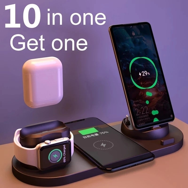 30W 10 in 1 Wireless Charger Stand Pad For iPhone 14 13 12 Apple Watch Qi Fast Charging Dock Station for Airpods Pro IWatch 8 7
